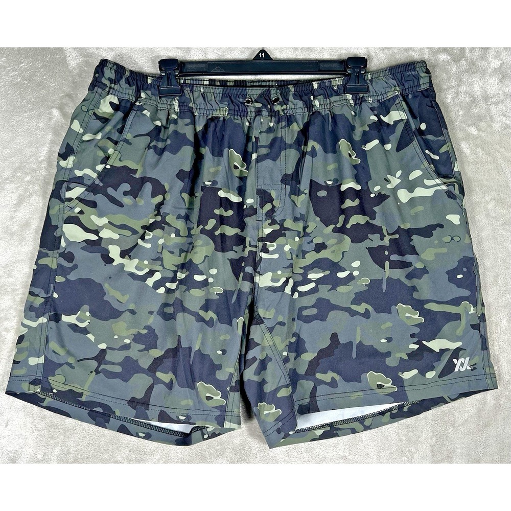 Dixxon‎ Shorts mens The Brad 2-in-1 Active Camo 7" Size 3X Green Black elastic